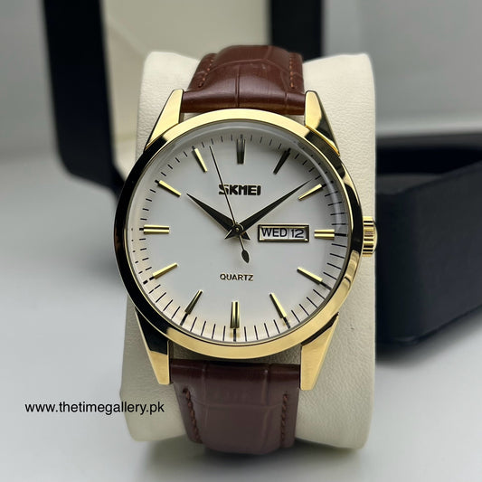 SKMEI Leather Strap Watch 9073